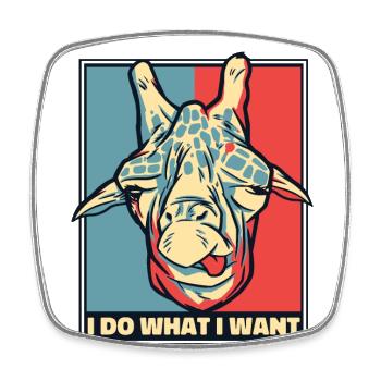 I Do What I Want Giraffidae Nubian African Giraffe - Square fridge magnet - white - Front