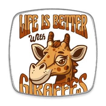 Das Leben ist besser mit Giraffen Nubian African - Viereckiger Kühlschrankmagnet - Weiß - Vorne