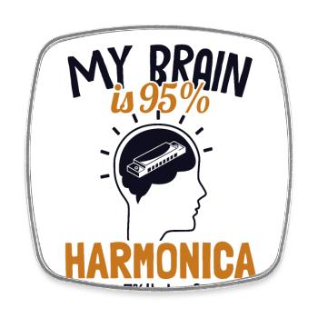 Mon cerveau est 95% Harmonica Harmonique Bouche Harpe - Magnet carré - blanc - Devant