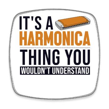 C’est une chose d’harmonica bouche harpe harmoniste - Magnet carré - blanc - Devant