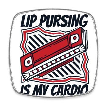 Le pincement des lèvres est ma harpe à bouche d’harmoniciste cardio - Magnet carré - blanc - Devant