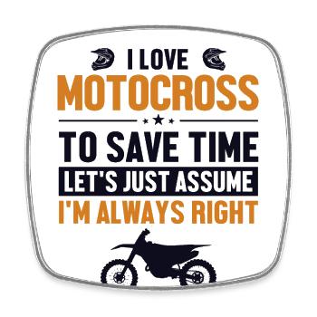 Motocross Lover Let's Assume I'm Right Motorcycle - Square fridge magnet - white - Front