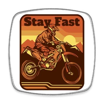 Stay Fast Motorcycle Racing Supermoto Riders - Square fridge magnet - white - Front
