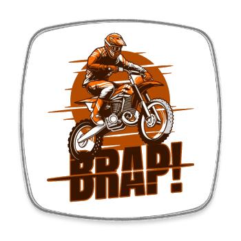 Brap! Racing Supermoto Motorcycle Riders Motocross - Square fridge magnet - white - Front