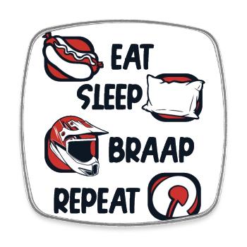 Eat Sleep Braap Repeat Supermoto Motorcycle - Square fridge magnet - white - Front