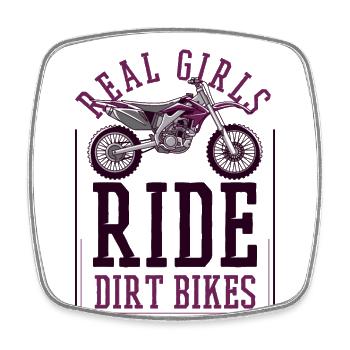 Les vraies filles conduisent des motos tout-terrain et des supermotos - Magnet carré - blanc - Devant