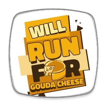 Wird für Gouda Cheese Queso Cheesemonger laufen - Viereckiger Kühlschrankmagnet - Weiß - Vorne