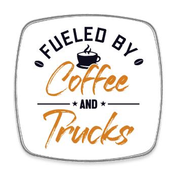Fueled by Coffee and Trucks Trucker Legends Truck - Square fridge magnet - white - Front