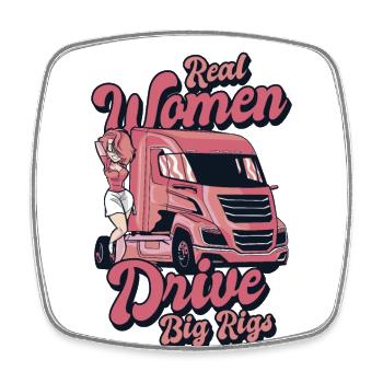 De vraies femmes conduisent de gros camions Trucker Legends Lover - Magnet carré - blanc - Devant