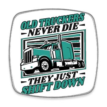 Alte Trucker sterben nie Trucker-Legenden Truckie - Viereckiger Kühlschrankmagnet - Weiß - Vorne