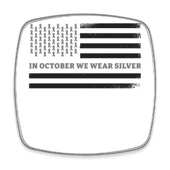 In October We Wear Silver American Flag Apraxia - Square fridge magnet - white - Front