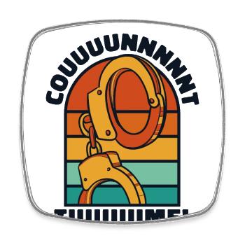 Retro Count Time Prison Guard Jail Guard - Square fridge magnet - white - Front