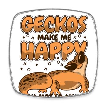 Geckos Me Rendre Heureux Lézard Gekkota À Crête - Magnet carré - blanc - Devant