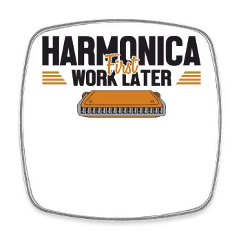 Harmonica Première œuvre plus tard Harmoniste Harmoniciste - Magnet carré - blanc - Devant