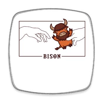 Michel-Ange Création d’Adam Bison Buffalo - Magnet carré - blanc - Devant