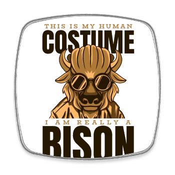 C’est mon costume humain, je suis vraiment un bison - Magnet carré - blanc - Devant