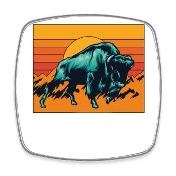 Retro Büffel Bovinae Amerikanischer Bison Liebhaber Bison - Viereckiger Kühlschrankmagnet - Weiß - Vorne