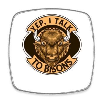 Ja, ich spreche mit Bisons Büffel Amerikanischer Bison - Viereckiger Kühlschrankmagnet - Weiß - Vorne