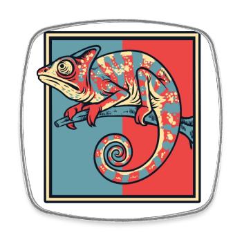Portrait caméléon panthère voilée Chamaeleonidae - Magnet carré - blanc - Devant