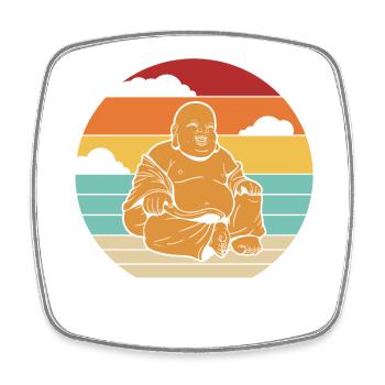 Retro Buddhistisches Symbol Statue Priester Buddhismus - Viereckiger Kühlschrankmagnet - Weiß - Vorne