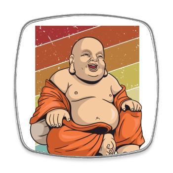 Retro Buddhistisches Symbol Statue Priester Buddhismus - Viereckiger Kühlschrankmagnet - Weiß - Vorne