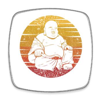Retro Buddhist Symbol Statue Priest Buddhism - Square fridge magnet - white - Front