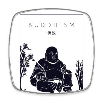 Statue bouddhiste bouddhiste Hanzi chinois - Magnet carré - blanc - Devant