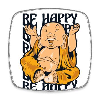 Être heureux Symbole Bouddhiste Statue Prêtre Bouddhisme - Magnet carré - blanc - Devant