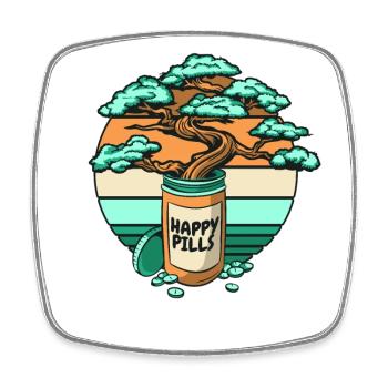 Happy Pills Penjing Indoor Bonsai Bonsai Pots - Square fridge magnet - white - Front