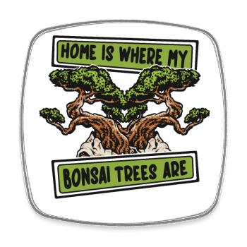 Zuhause ist, wo meine Bonsai Bäume sind Penjing Bonsai - Viereckiger Kühlschrankmagnet - Weiß - Vorne