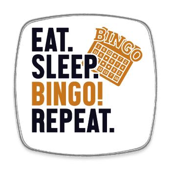 Essen Schlaf Bingo Wiederholungsanrufer Daubers - Viereckiger Kühlschrankmagnet - Weiß - Vorne