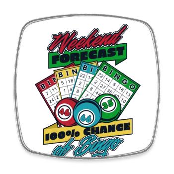 Wochenendvorhersage: 100% Chance auf Bingo-Flecken - Viereckiger Kühlschrankmagnet - Weiß - Vorne