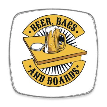 Biersäcke und -bretter Sitzsack Spielbretter Cornhole - Viereckiger Kühlschrankmagnet - Weiß - Vorne
