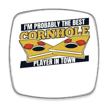 Bester Cornhole Player In Town Sitzsack Spielbretter - Viereckiger Kühlschrankmagnet - Weiß - Vorne