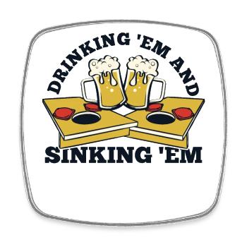 Drinking And Sinking Boards Bean Bag Game Cornhole - Square fridge magnet - white - Front
