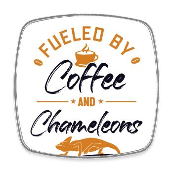 Alimenté par le café et les caméléons Panther voilé - Magnet carré - blanc - Devant