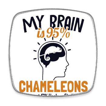 Mon cerveau est composé à 95% de caméléons Veiled Panther Lover - Magnet carré - blanc - Devant