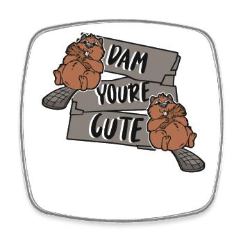 Dam You're Cute Castor Canadensis Nordamerika - Viereckiger Kühlschrankmagnet - Weiß - Vorne