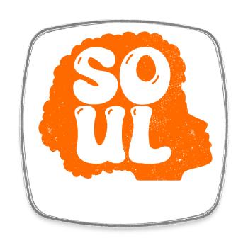 Soul Musik Afro - Viereckiger Kühlschrankmagnet - Weiß - Vorne