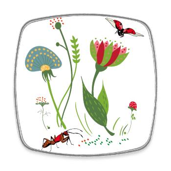 Flower with insects - Square fridge magnet - white - Front