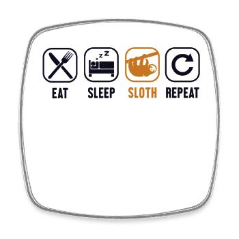 Eat Sleep Sloth Repeat Pilosa Folivora - Square fridge magnet - white - Front