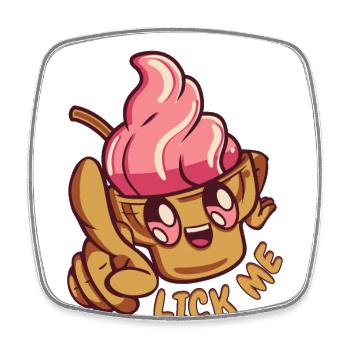 Lick Me Maker Gelato Frozen Dessert Lover Ice - Square fridge magnet - white - Front