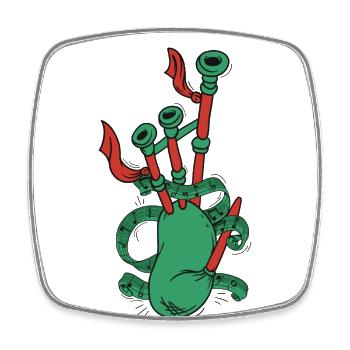 Blowpipe Great Highland Bagpipe Lessons Player - Square fridge magnet - white - Front