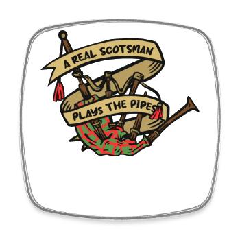 Real Scotsman Plays The Pipes Blowpipe Player - Square fridge magnet - white - Front