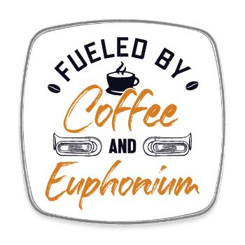 Befeuert von Kaffee und Euphonium Euphoniumist - Viereckiger Kühlschrankmagnet - Weiß - Vorne