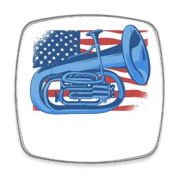Euphonium Amerikanische Flagge Instrument Euphonist - Viereckiger Kühlschrankmagnet - Weiß - Vorne