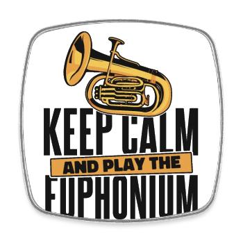 Bleiben Sie ruhig und spielen Sie das Euphonium-Instrument - Viereckiger Kühlschrankmagnet - Weiß - Vorne