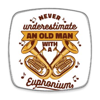 Unterschätzen Sie niemals einen alten Mann mit einem Euphonium - Viereckiger Kühlschrankmagnet - Weiß - Vorne