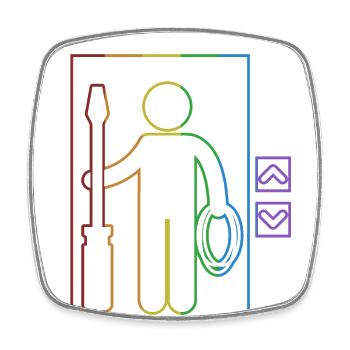 Elevator LGBT Rainbow Repair Inspector Elevator - Square fridge magnet - white - Front