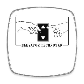Michelangelo Creation of Adam Elevator Elevator - Square fridge magnet - white - Front